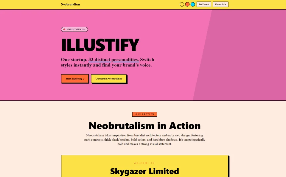 ILLUSTIFY website design and prototyping interface